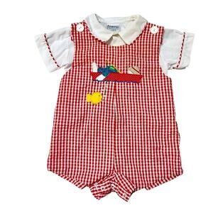 Vintage Samara Fishing Jon Jon Overalls Outfit Size 6-9m